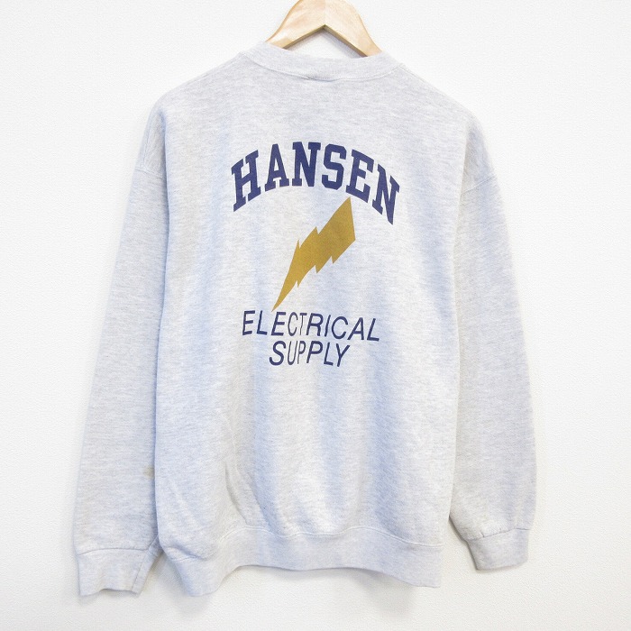 【20%OFF】L★古着 リー Lee 長袖 スウェット メンズ 90年代 90s HANSEN クルーネック USA製 薄グレー 霜降り 25oct09 中古 スエット トレーナー トップス
