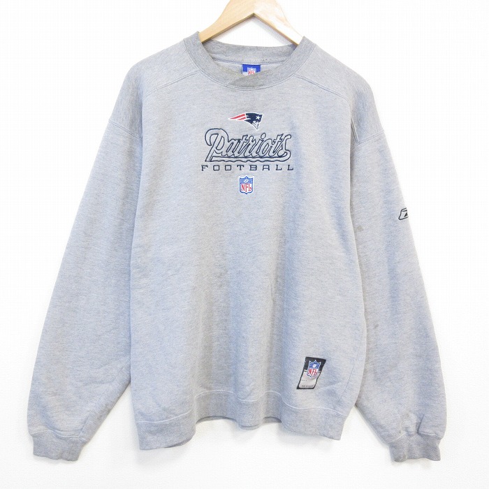 【50%OFF】リーボック 00s 長袖スウェット NFL ニューイングランドペイトリオッツ グレー XL | 古着