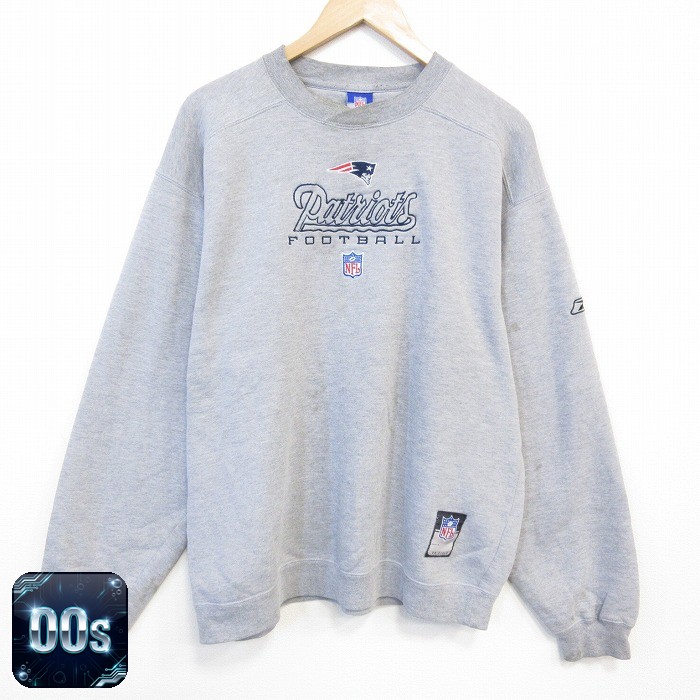 【50%OFF】リーボック 00s 長袖スウェット NFL ニューイングランドペイトリオッツ グレー XL | 古着