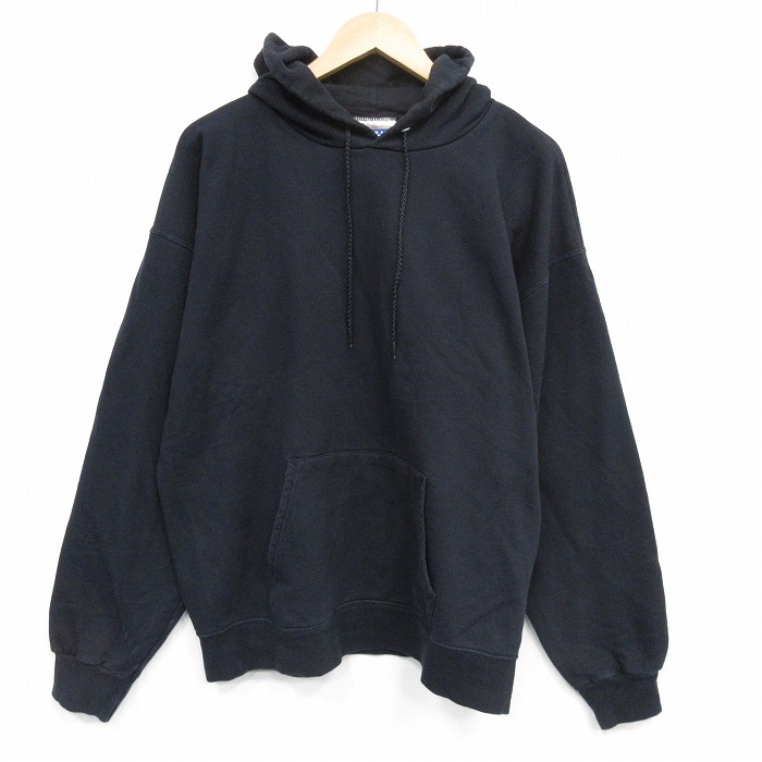 XL★古着 ヘインズ Hanes 長袖 スウェット パーカー メンズ 00年代 00s 無地 黒 ブラック 25oct09 中古 スエット トレーナー トップス