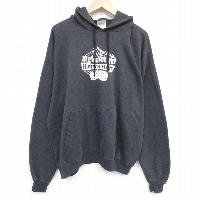 XL★古着 ヘインズ Hanes 長袖 スウェット パーカー メンズ 00年代 00s サイコロ 大きいサイズ 黒 ブラック 25oct09 中古 スエット トレーナー トップス