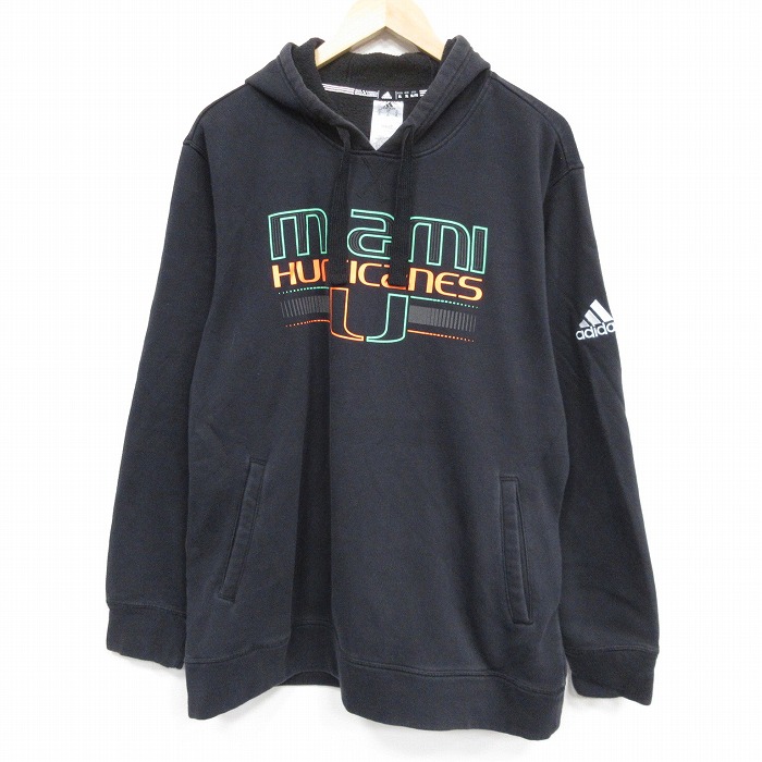 【50%OFF】アディダス 長袖パーカー マイアミハリケーンズ ブラック XL | 古着