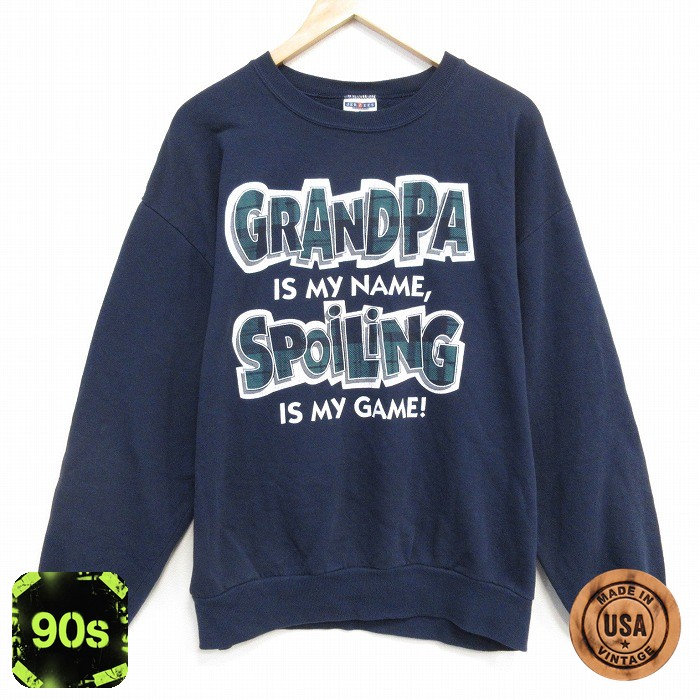 ジャージーズ 90s 長袖スウェット メッセージ ネイビー XL | 古着