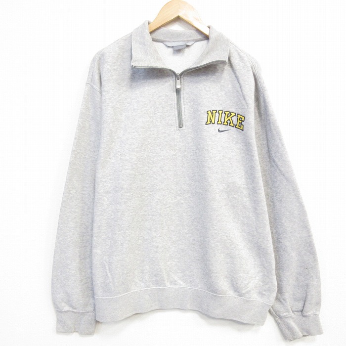 XL★古着 ナイキ NIKE 長袖 ハーフジップ スウェット メンズ 00年代 00s 大きいサイズ 薄グレー 霜降り 25oct29 中古 スエット トレーナー トップス