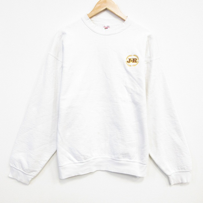 XL★古着 フルーツオブザルーム 長袖 スウェット メンズ 90年代 90s JR クルーネック USA製 白 ホワイト 25oct29 中古 スエット トレーナー トップス