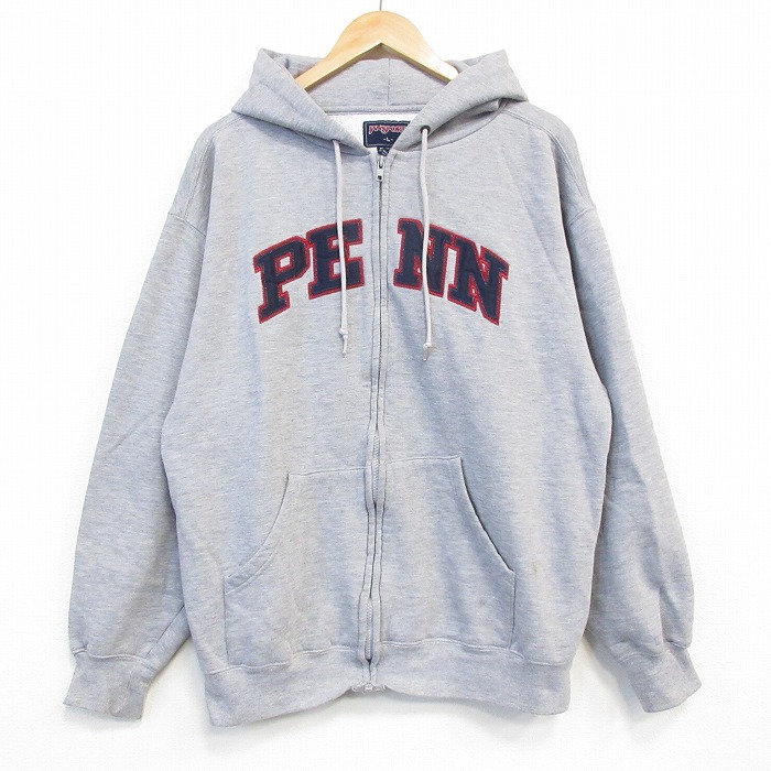 XL★古着 ジャンスポーツ 長袖 フルジップ スウェット パーカー メンズ 00年代 00s PENN グレー 霜降り 25oct31 中古 スエット トレーナー トップス