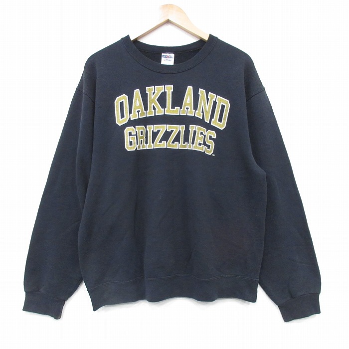 L★古着 ジャージーズ 長袖 スウェット メンズ 00年代 00s オークランド クルーネック 黒 ブラック 25oct31 中古 スエット トレーナー トップス
