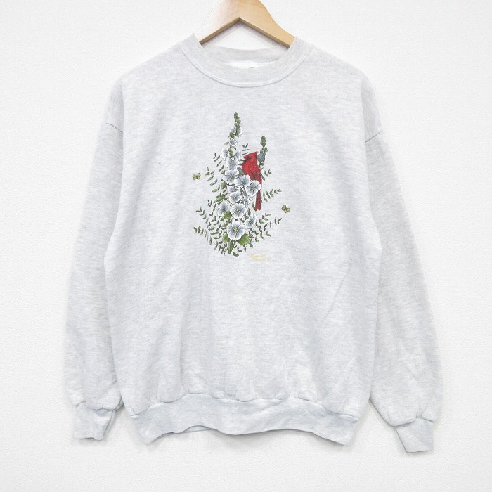 【50%OFF】90s 長袖スウェット 鳥 グレー L | 古着
