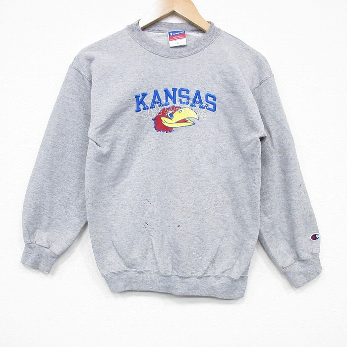【50%OFF】チャンピオン 00s 長袖スウェット カンザスジェイホックス グレー S | 古着