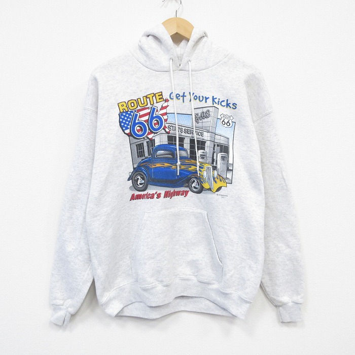 L★古着 リー Lee 長袖 スウェット パーカー メンズ 90年代 90s ホットロッド HOT ROD USA製 薄グレー 霜降り 25nov01 中古 スエット トレーナー トップス