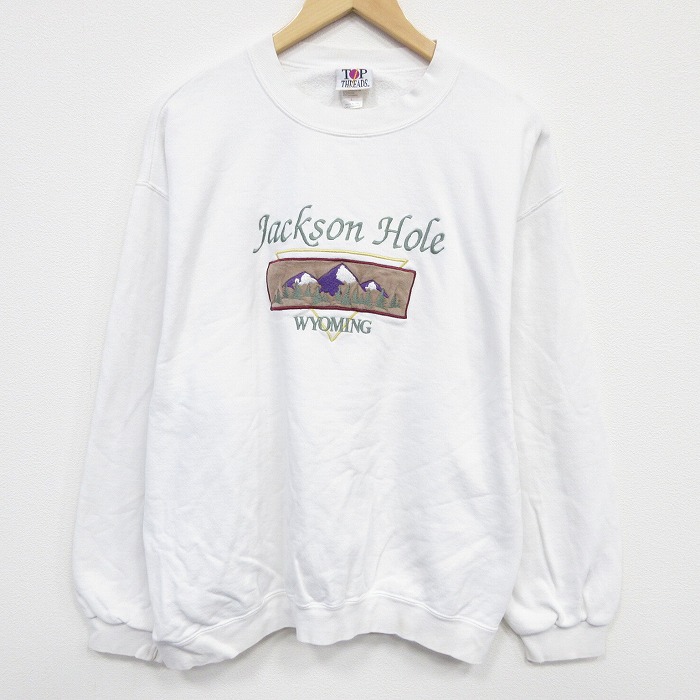 【50%OFF】90s 長袖スウェット WYOMING刺繍 ホワイト L | 古着
