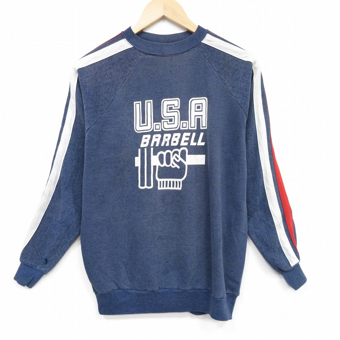 【50%OFF】80s ラグラン長袖スウェット USAロゴ ネイビー M | 古着