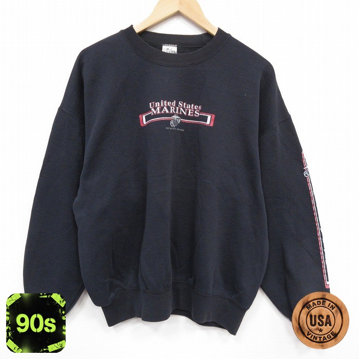ミリタリー 90s 長袖スウェット USマリーン ブラック XL | 古着