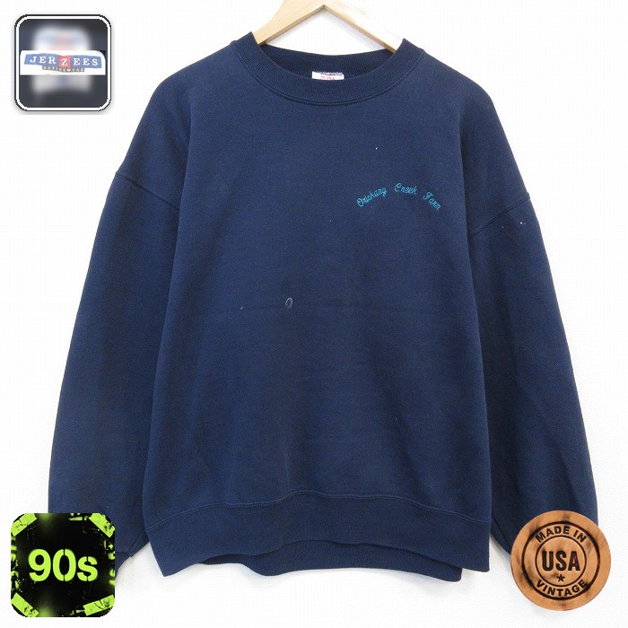 ジャージーズ 90s 長袖スウェット Creek ネイビー XL | 古着