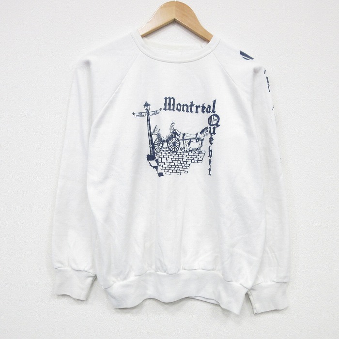 【20%OFF】M★古着 長袖 スウェット メンズ 80年代 80s モントリオール クルーネック 白 25nov13