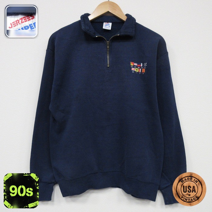 ジャージーズ 90s ハーフジップスウェット オーシャンシティ ネイビー M | 古着