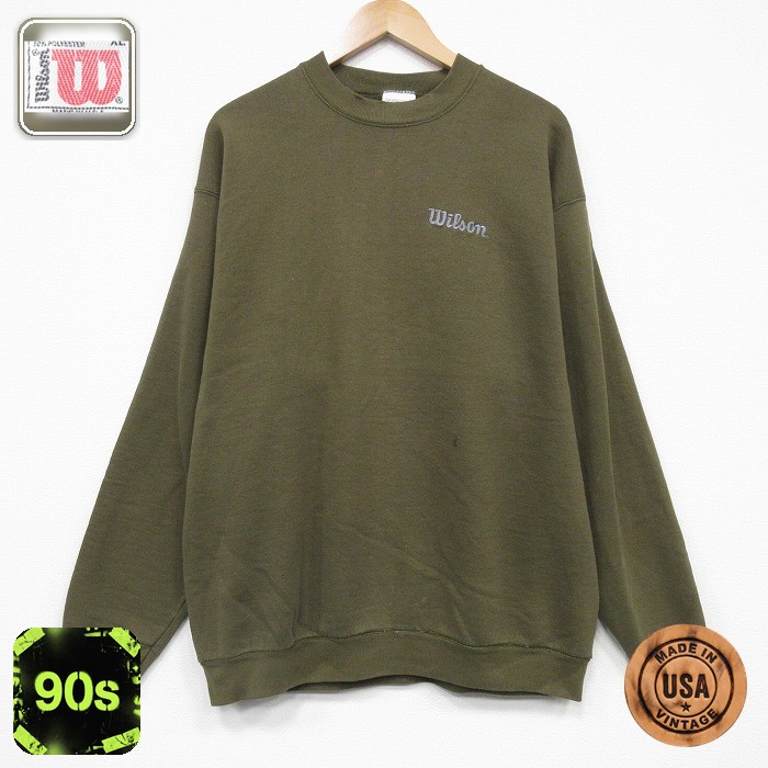 【50%OFF】ウィルソン 90s 長袖スウェット ワンポイントロゴ ブラウン XL | 古着