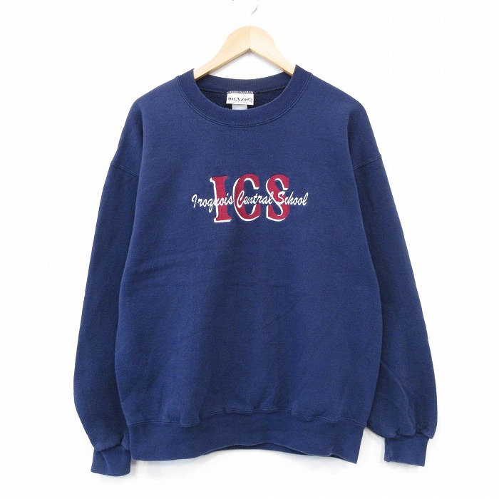 【50%OFF】IGS 90s 長袖スウェット 刺繍 ネイビー L | 古着