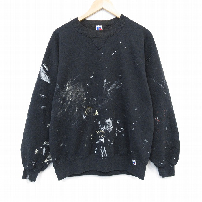 L★古着 ラッセル 長袖 スウェット メンズ 90年代 90s クルーネック USA製 黒 ブラック 【spe】 25nov05 中古 スエット トレーナー トップス