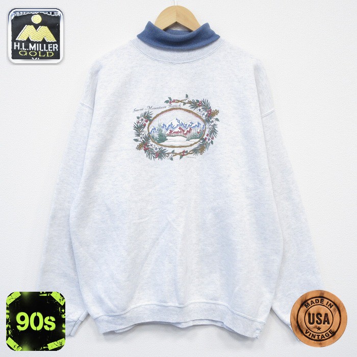 【50%OFF】スノーマウンテン 90s 長袖スウェット タートルネック グレー XL | 古着