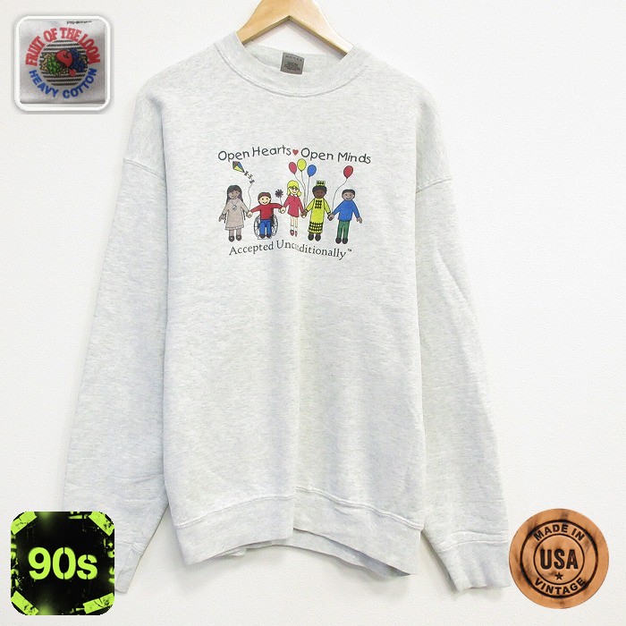 【50%OFF】フルーツオブザルーム 90s 長袖スウェット 霜降り グレー XL | 古着
