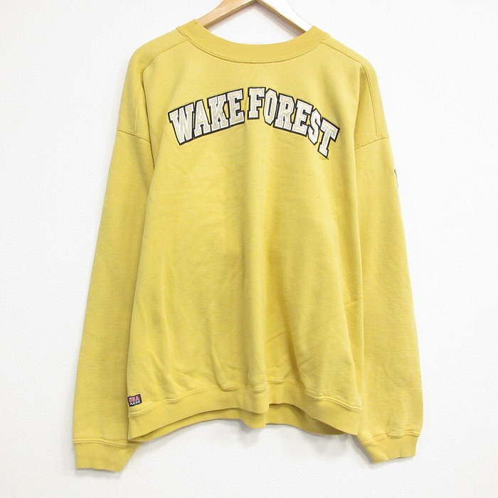 90s 長袖スウェット WAKE刺繍 イエロー XL | 古着