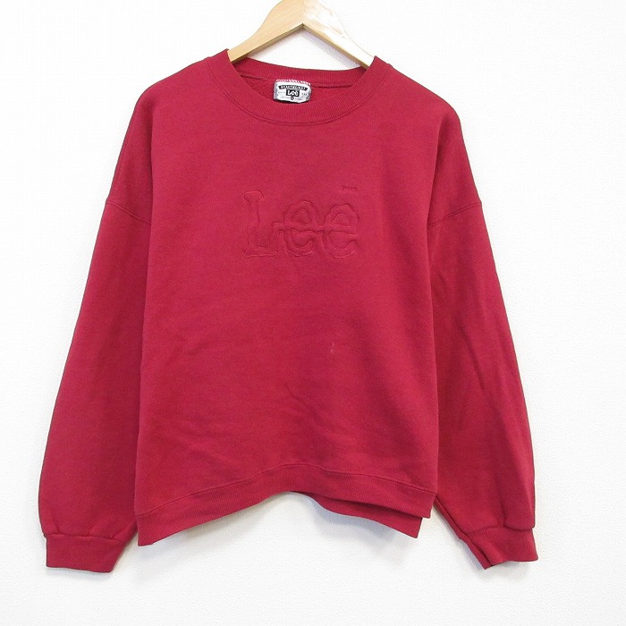 リー 90s 長袖スウェット ビッグロゴ刺繍 レッド XL | 古着