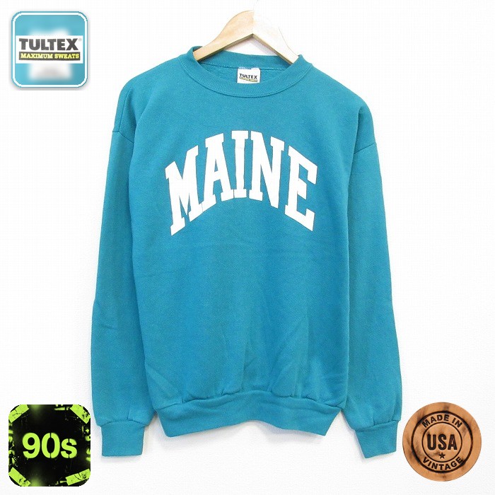 90s 長袖スウェット MAINE ブルー M | 古着