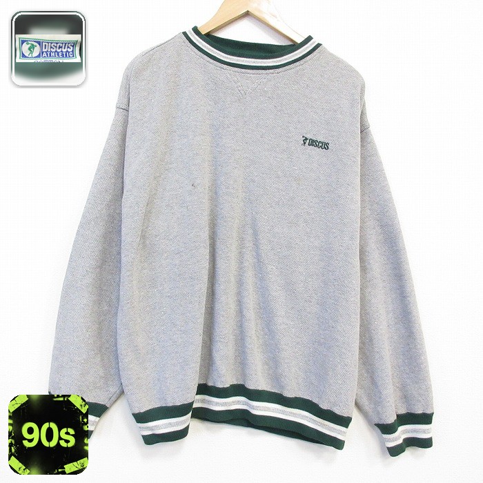【50%OFF】ディスカス 90s 長袖スウェット ワンポイントロゴ グレー XL | 古着