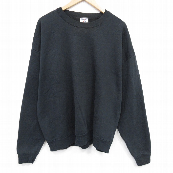 XL★古着 ジャージーズ 長袖 スウェット メンズ 00年代 00s 無地 大きいサイズ クルーネック 黒 25nov12