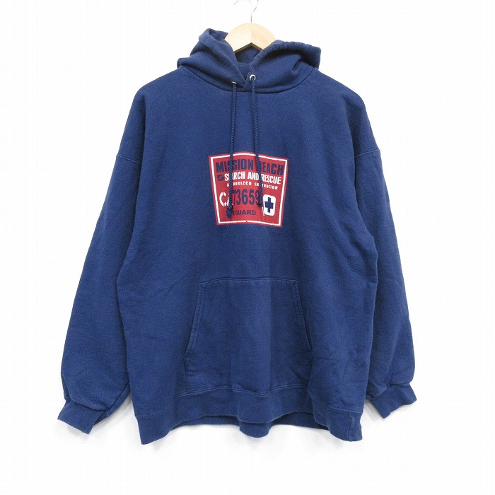 XL★古着 ヘインズ 長袖 スウェット パーカー メンズ 00年代 00s ライフガード 紺 25nov14