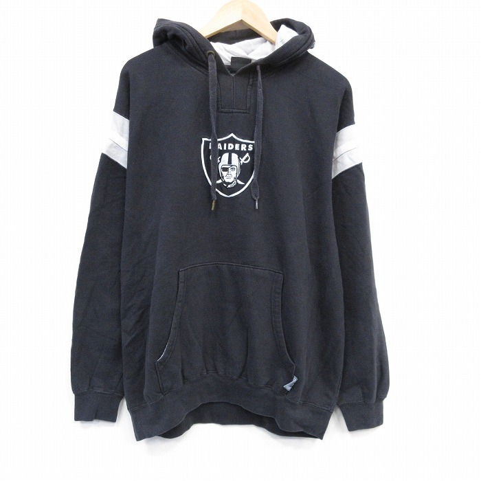 XL★古着 長袖 スウェット パーカー メンズ 00年代 00s NFL オークランドレイダース 大きいサイズ 黒 アメフト スーパーボウル 25nov14