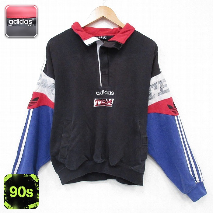 アディダス 90s 長袖スウェット チームアディダス ブラック XL | 古着