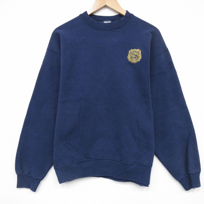 L★古着 フルーツオブザルーム 長袖 スウェット メンズ 90年代 90s WESTESSEK クルーネック USA製 紺 25nov13