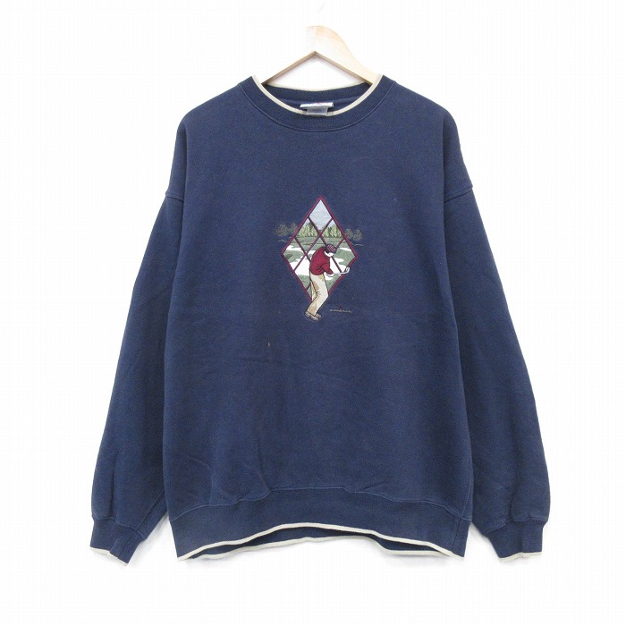 00s 長袖スウェット ゴルフ刺繍 ネイビー XL | 古着