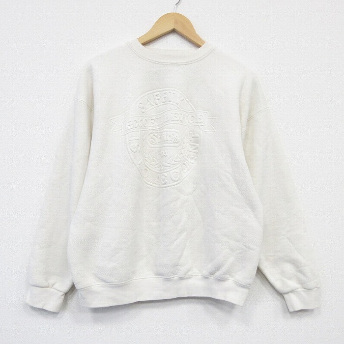 L★古着 リー Lee 長袖 スウェット メンズ 90年代 90s SAPETY クルーネック USA製 生成り 25nov14
