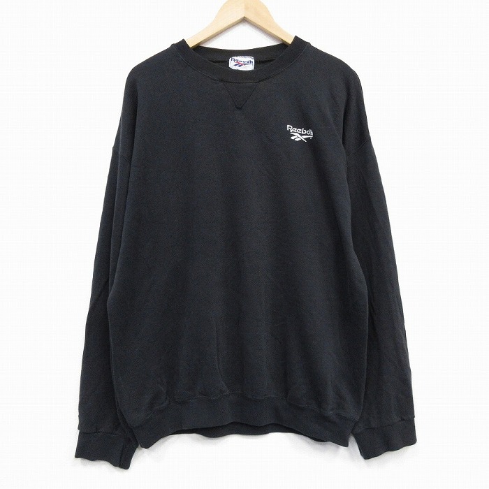 リーボック 90s 長袖スウェット ワンポイントロゴ ブラック XL | 古着