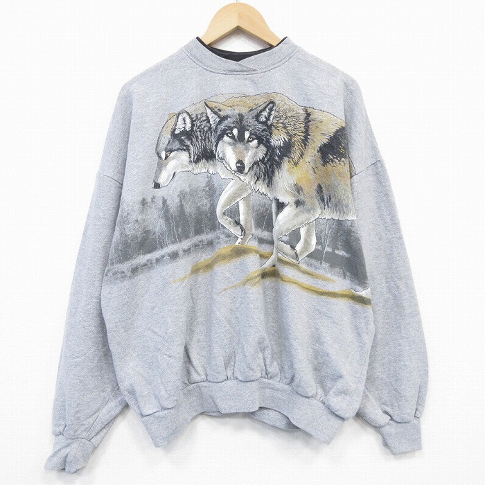 ART UNLIMITED 00s 長袖スウェット オオカミ グレー XL | 古着