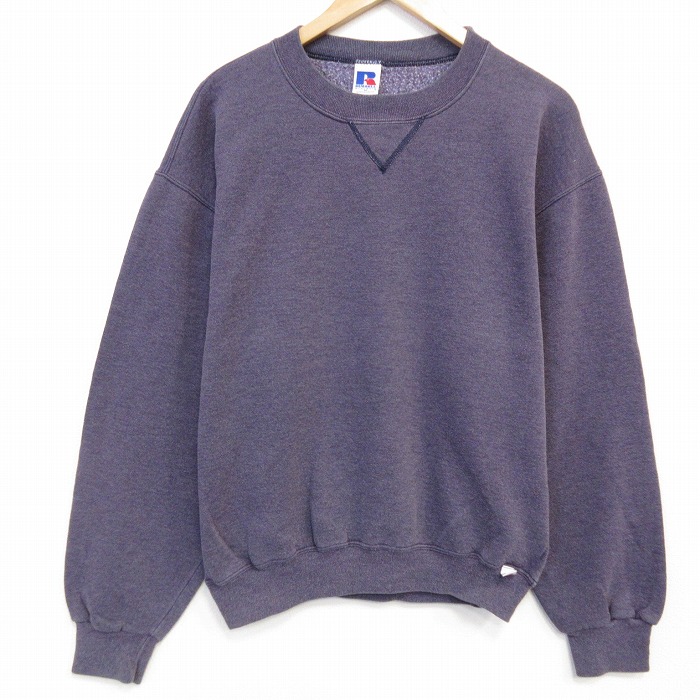 L★古着 ラッセル 長袖 スウェット メンズ 00年代 00s 無地 クルーネック 薄紫 【spe】 25nov14