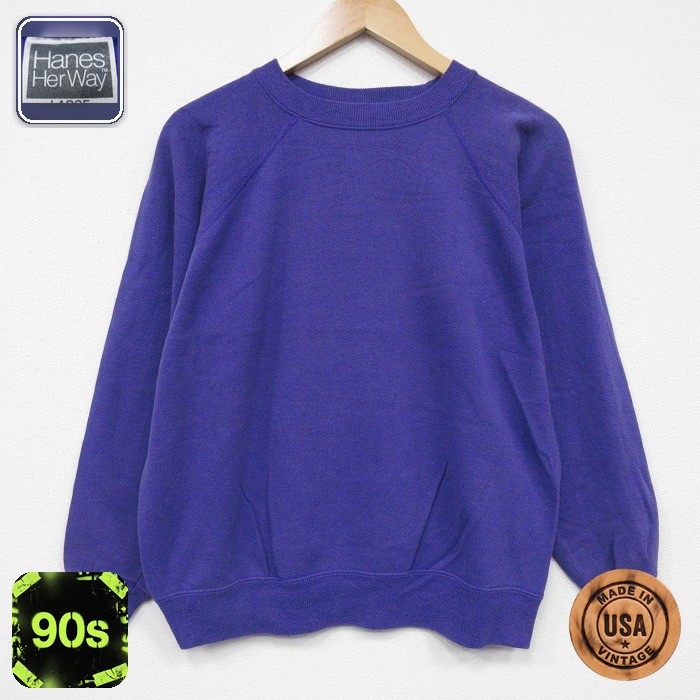 【50%OFF】ヘインズ 90s 長袖スウェット ラグラン パープル M | 古着