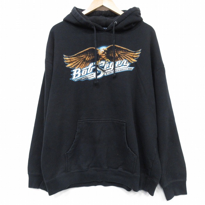 ボブシーガー 長袖スウェットパーカー ボブシーガープリント ブラック XL | 古着