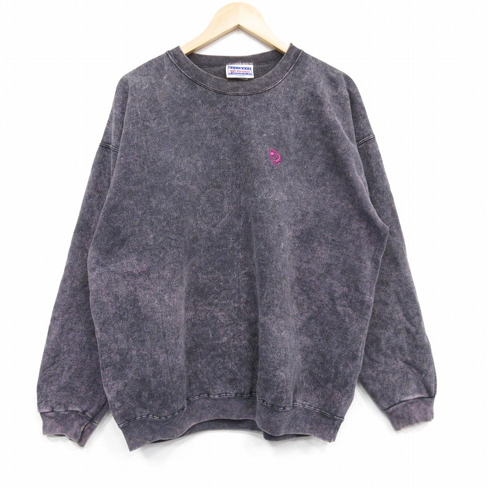 XL★古着 ヘインズ 長袖 スウェット メンズ ココペリ ホピ族 大きいサイズ クルーネック 黒 25nov15