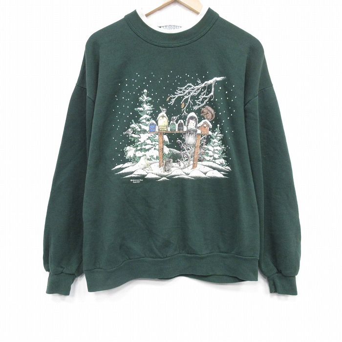 【50%OFF】90s 長袖スウェット 鳥小屋 グリーン XL | 古着