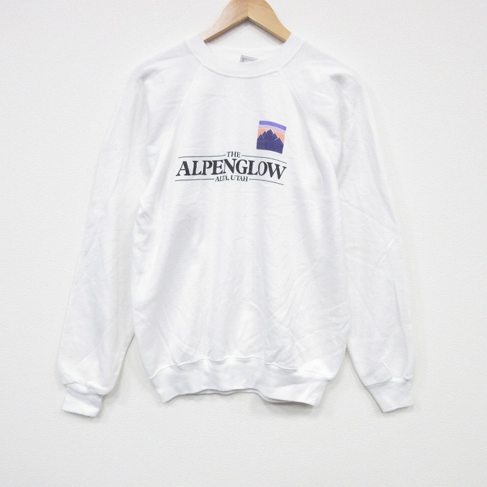 ヘインズ 90s 長袖スウェット ALPENGLOW ホワイト M | 古着