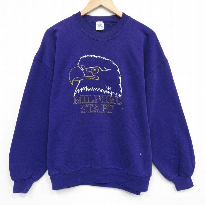 【50%OFF】ジャージーズ 90s 長袖スウェット 鳥刺繍 パープル XL | 古着