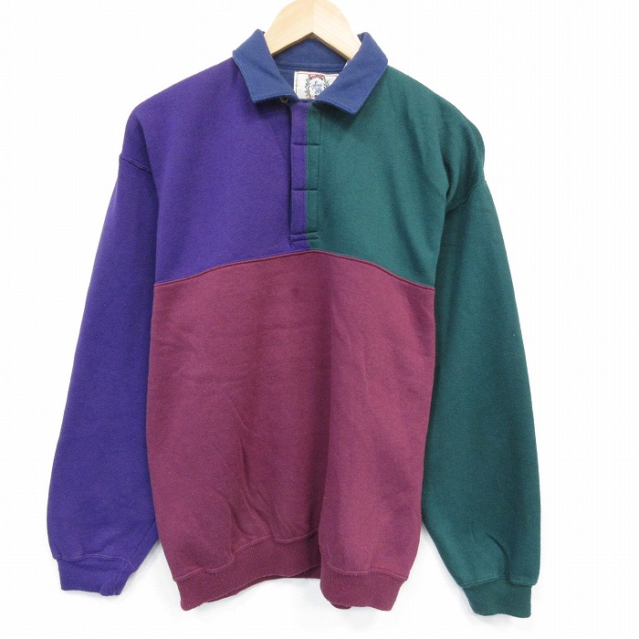シアーズ 90s 長袖スウェット マルチカラー バーガンディ M | 古着