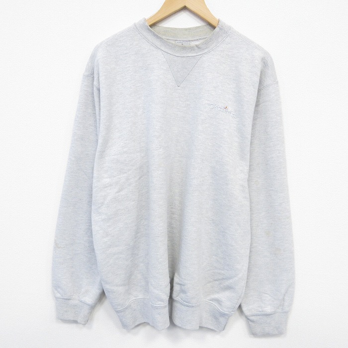 XL★古着 カーハート 長袖 スウェット メンズ ワンポイントロゴ 大きいサイズ クルーネック 薄グレー 霜降り 25nov17