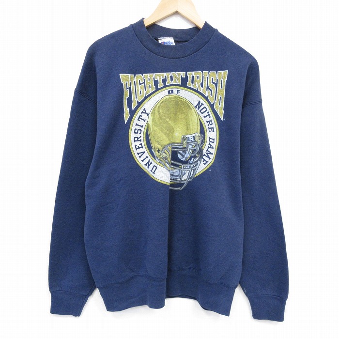 ノートルダム 90s 長袖スウェット ネイビー XL | 古着