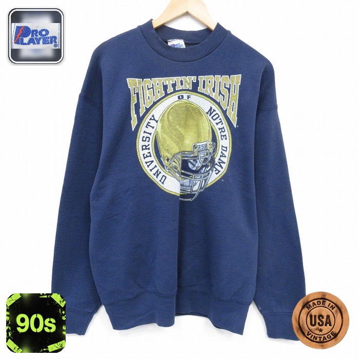 【50%OFF】ノートルダム 90s 長袖スウェット ネイビー XL | 古着