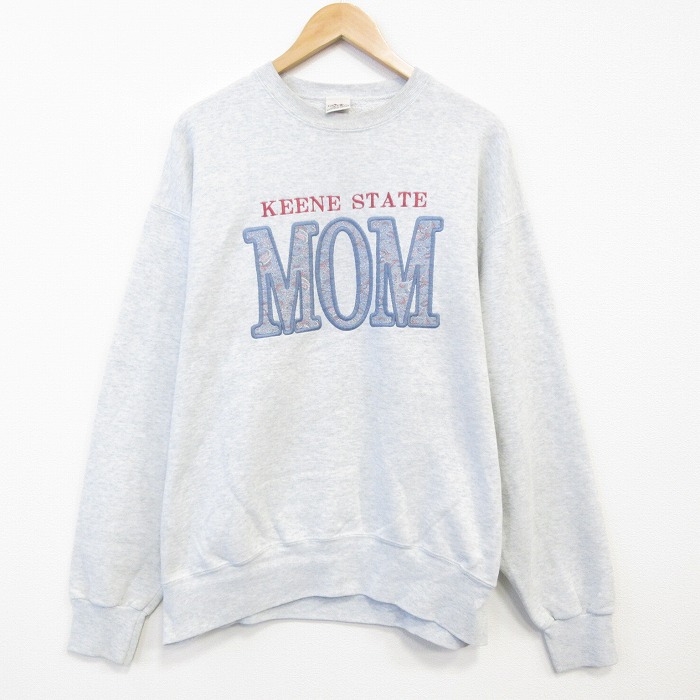 90s 長袖スウェット MOM刺繍 グレー XL | 古着